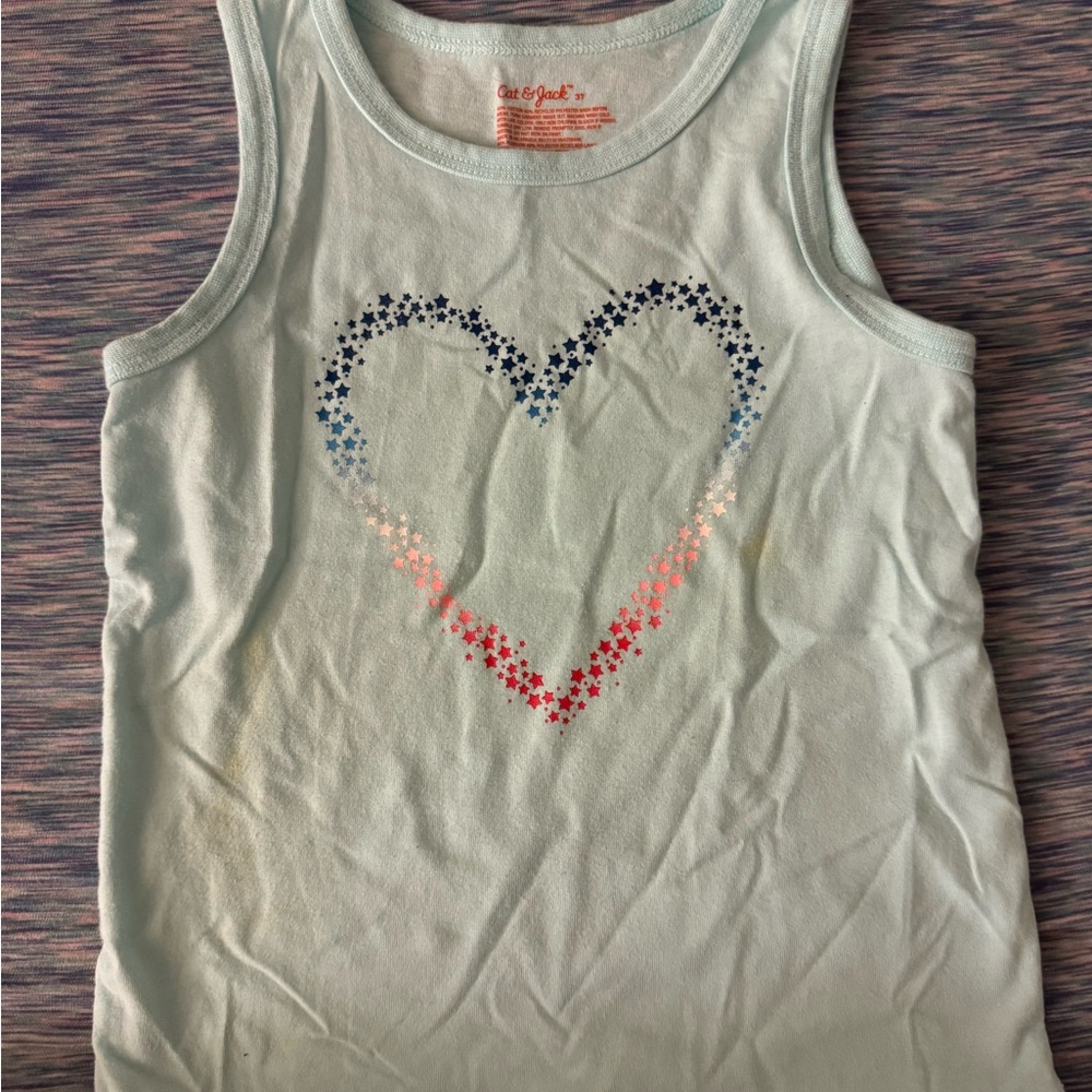 Cat & Jack Light Blue Heart Tank Top